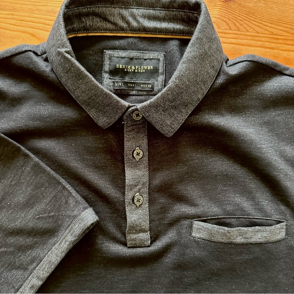 Denim and Flower Ricky Singh Men's Black Short Sleeve Polo - Size Large - Picture 7 of 10
